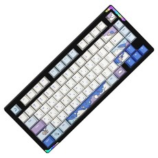 몬스타기어 베어본 풀알루미늄 무선 블루투스 조약돌 게이밍 기계식 단축키 키보드 더바다소금, 블랙(키보드), 블루(키캣), STELLA75 구름냥, 제조사축