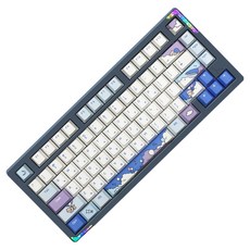 몬스타기어 베어본 풀알루미늄 무선 블루투스 조약돌 게이밍 기계식 단축키 키보드 더바다소금, 블루그레이(키보드), 블루(키캣), STELLA75 구름냥, 제조사축