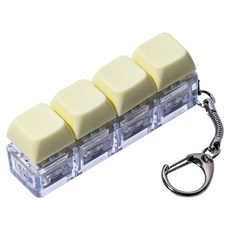 구스페리 LED 파스텔 키보드 키캡 키링 4구, 옐로우, 1개