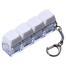 구스페리 LED 파스텔 키보드 키캡 키링 4구, 화이트, 1개