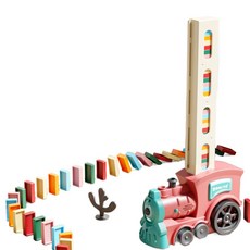 Mints Mom 自動排列骨牌火車 + 60p 骨牌套組 270 x 140 x 80 mm, 粉紅色(火車), 1套