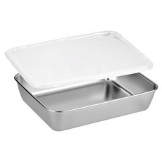 Balunfini 無研磨劑強化不鏽鋼託盤 + 蓋子套組, 1套, 托盤 + PP蓋子