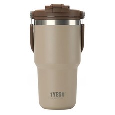 TYESO 泰碩 二代 304不鏽鋼手提保溫冰霸杯, 摩卡色, 600ml, 1個