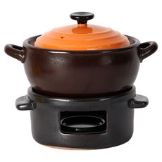 會呼吸的彩色鍋蓋保寧陶鍋 橘色+保溫器套組, 1套, 13.4cm