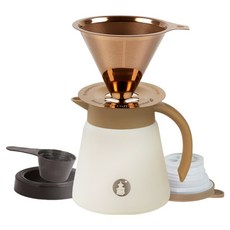 코맥 보온보냉 티타늄 필터 커피 핸드드립 세트 DT2G, 혼합색상, 1세트, 서버 + 티타늄필터 + 티타늄필터 받침대 + 커피 계량스푼, 600ml