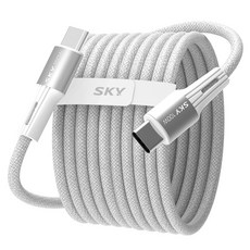 SKY C타입-C타입 비트 100W PD PPS 고강도 패브릭 초고속충전 메탈 케이블, 2m, 1개, 화이트