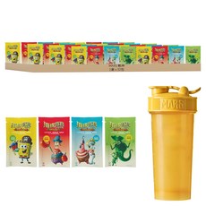 MARS 戰神 水解乳清蛋白 海綿寶寶大電影鳳梨系列風味 牛奶 8包 + 香蕉 8包 + 冰茶 8包 + 綠茶 8包 附搖搖杯, 1120g, 1套