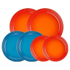 LE CREUSET 圓盤3款x2入組, 橘色, 馬賽藍, 1套, 圓盤 23cm 2入 + 19cm 2入 + 15cm 2入