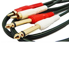 고급형 2RCA 수 2x5.5모노 수 오디오케이블 3m, 혼합색상, 1개, 2RCA 수 - 2x5.5모노 수