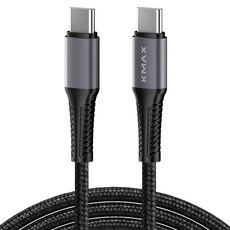 케이맥스 100W 메탈패브릭 C-C타입 초고속 충전 케이블, 1개, 블랙, 1.5m