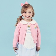 agabang 迪士尼寶寶 愛麗絲扇貝邊開襟衫