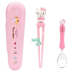 LiLFANT The Stick Max 筷子 右手用 + 湯匙 + 收納盒組, Hello Kitty, 1套, 筷子 + 湯匙 + 收納盒