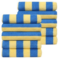 COTTON LIVING 小巧室內設計紗染飯店毛巾 200g 40支精梳棉, 條紋_藍色潟湖, 10個