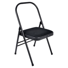 LEADER X 運動美學專業輔助伸展雙梁加固棉麻瑜珈折疊椅, 極簡黑, 1個