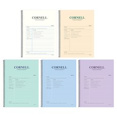 핑크풋 핵심 코넬 원링 줄 유선노트 5종 세트, white, beige, mint, blue, purple, 1세트