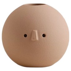 Habibi 小眼睛鼻子裝飾陶瓷花瓶 球形, 單一顏色