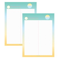 아이씨엘디자인 그리드 노트패드, 그라데이션 블루 옐로우, 2개, 46매