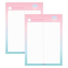 아이씨엘디자인 그리드 노트패드, 그라데이션 핑크 블루, 2개, 46매