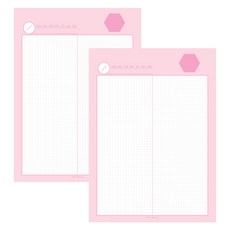 아이씨엘디자인 그리드 노트패드, 플레인 베이비핑크, 2개, 46매