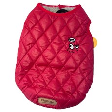 패리스독 강아지 이모션 경량 패딩, 레드, 1개