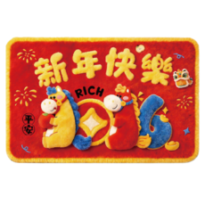 小麥購物 新款馬年防滑地墊 新年快樂, 混和顏色, 1個