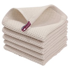 Monode 純棉方形掛環式廚房毛巾, 象牙米色, 5個