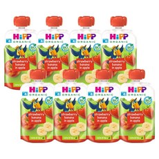 HiPP 喜寶 有機水果副食品, 混合口味(草莓/香蕉/蘋果), 100g, 8個