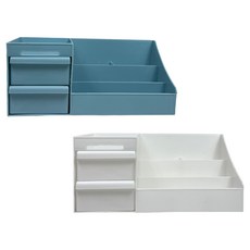 LAB&TOOLS 北歐桌面收納盒2件組, 白色, 藍色, 1套