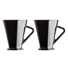 TAIWANGLASS 台灣玻璃 有柄啤酒杯 黑色 285ml, 2個