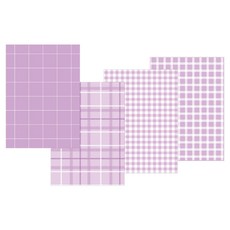 Iciel design 素色格紋6孔手帳補充內頁 薰衣草, 4套