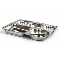 Priceless 不鏽鋼 304 5格餐盤, 銀色, 1個