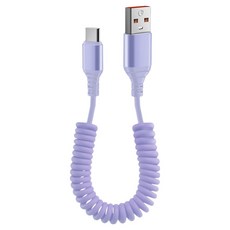 SPACE SHIELD Bandi 60W USB-A to C 高速充電彈簧線, 薰衣草紫, 1個, 1.8m