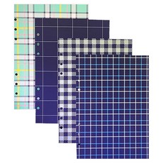 Iciel design 素色格紋6孔活頁手帳補充內頁 Like 海軍藍薄荷藍, 4套