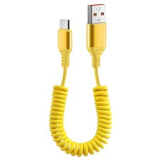 SPACE SHIELD Bandi 60W USB-A to C 高速充電彈簧線, 黃色, 1個, 1.8m