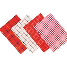 아이씨엘디자인 플레인 체크 6공 다이어리 리필 속지 라이크 레드, 4세트