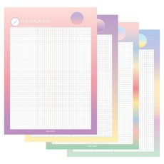 Iciel design 方格筆記本4入組 大尺寸, 漸層冰淇淋, 1套