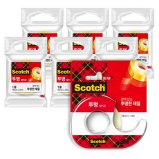 3M Scotch 3M 膠帶臺 18mm x 15m + 補充帶 18mm x 20m 6入, 透明, 1套