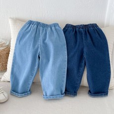 이유몽 아동용 루즈핏 데님 밴딩 벌룬 롱 팬츠 E6S335 2p