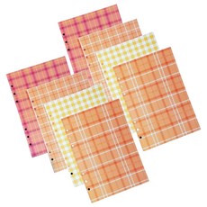 Iciel design 簡約格紋6孔活頁手帳補充內頁4件組 橘色, 1套