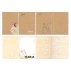 Iciel design 復古6孔活頁手帳補充內頁4種套組 DESIGN A, 1套