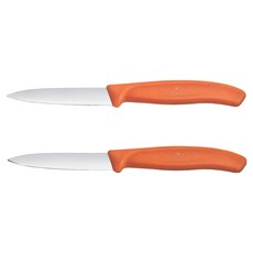 VICTORINOX 瑞士維氏 瑞士經典刀片水果刀2件組 橘色 8cm 6.7699.2C1, 1套, 波浪 + 直式