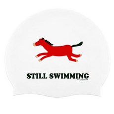 REALLYGOODSWIM 赤兔馬矽膠泳帽, 白色, 1個