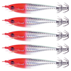 MEGABITE Mega Tako 夜光小章魚花枝章魚木蝦 75mm, 02 紅頭銀身, 5個, 7g