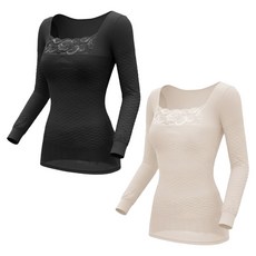 GIAT 吉亞特 繆思魔幻150D蕾絲內搭保暖衣簡約袖2件組 台灣製 81948