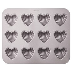 쉐프메이드 줄무늬 하트모양 마들렌틀 12구 WK9422, 1개