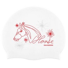 REALLYGOODSWIM 赤兔馬矽膠泳帽, 白色, 1個