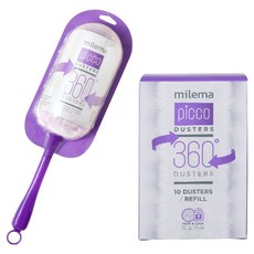 밀레마 피코 더스터 360 양면 흡착 먼지털이 퍼플 숏핸들 + 리필 13p 세트, 1세트