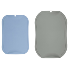 doble 不留刀痕抗菌砧板2件組, 1套, 砧板 中(345 x 237 x 2.5mm) 卡其色 + 小(287 x 198 x 2.5mm) 藍灰色