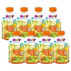 힙 유기농 과일 이유식 바나나 페어 망고, 100g, 8개, 혼합맛(바나나/배/망고)