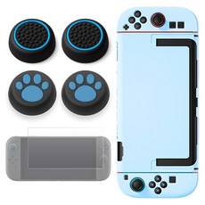 SPACE SHIELD 任天堂 Switch 2 相容 標準素色分離式PC保護殼 + 保護膜 + 搖桿帽 4件組, 天空藍SET, 1套, 單一商品